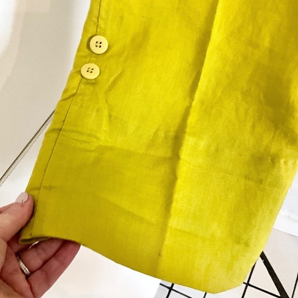 Isaac Mizrahi Trousers Pants Crop Linen Wide leg Green/Olive oil/lime Sz 8 - Picture 10 of 12